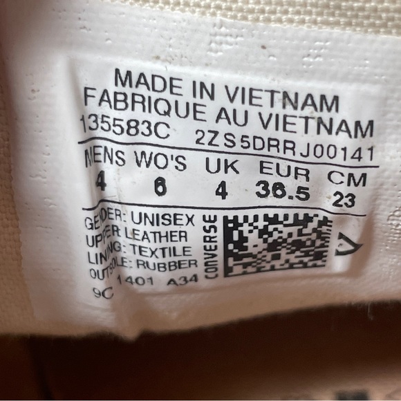 CONVERSE All Star Trainers Size UK 4 Womens Gold Leather Lace Up Casual Shoes - Picture 12 of 13